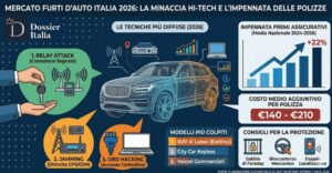 Furti auto 2026: la tecnologia che “buca” le difese e fa impennare le polizze